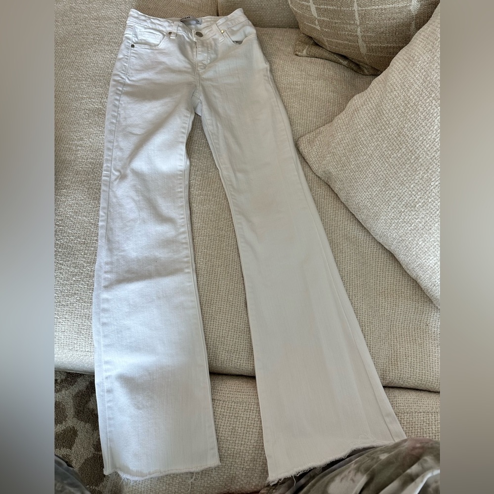 White flare jeans